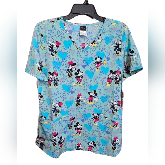 Disney Tops - Disney Mickey Minnie Mouse V-neck Scrub Top Avail Sizes S M L 2xL Nwt